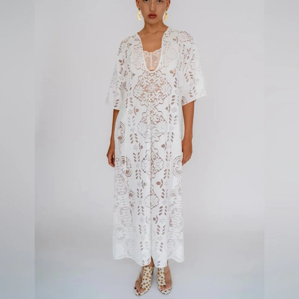 maxi navy dress with sleeves Floral Embroidered Maxi Dress With Sheer Flutter Sleeves In Navy Multi
